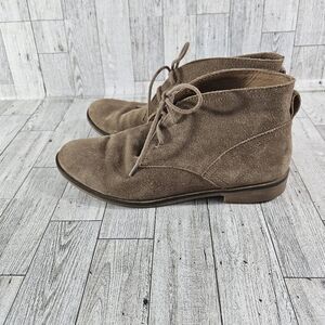 Lucky Brand Boots Womens 8.5 M Garboh Chukka Booties Brown Leather Lace Up Cuban